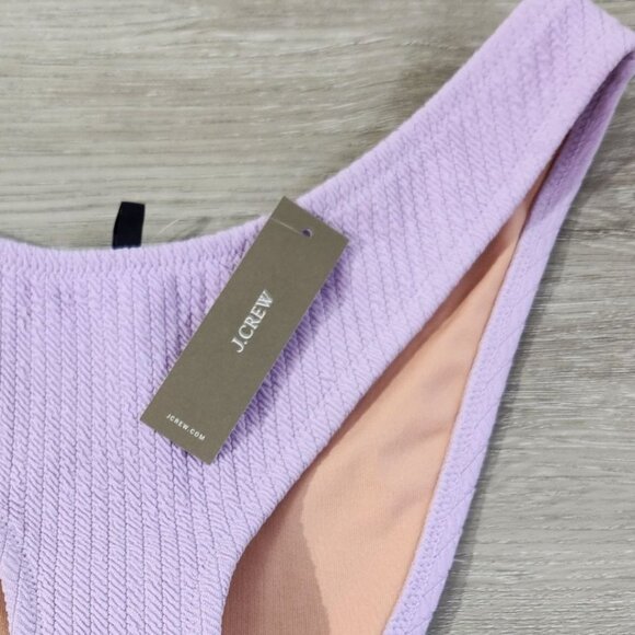 J. Crew Lilac Textured Curved Waist Cheeky Bikini Bottom New With Tags Womens S - Picture 5 of 16